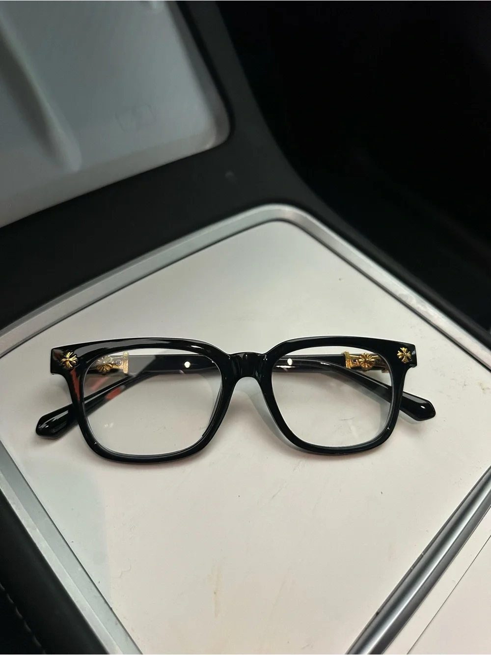 Black and Gold Chrome Hearts Glasses